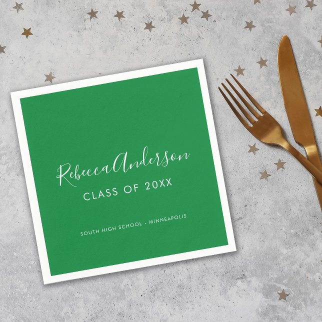 Graduation Class of 2026 Green Calligraphy Napkins (Creator Uploaded)