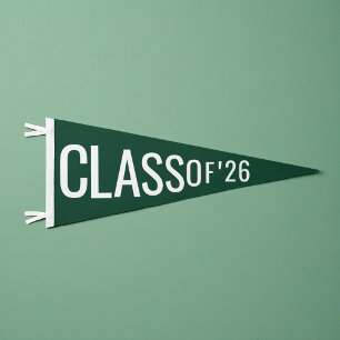 Graduation Class Of 2026 Green Pennant Flag