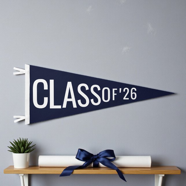 Graduation Class Of 2026 Navy Blue Pennant Flag (Creator Uploaded)