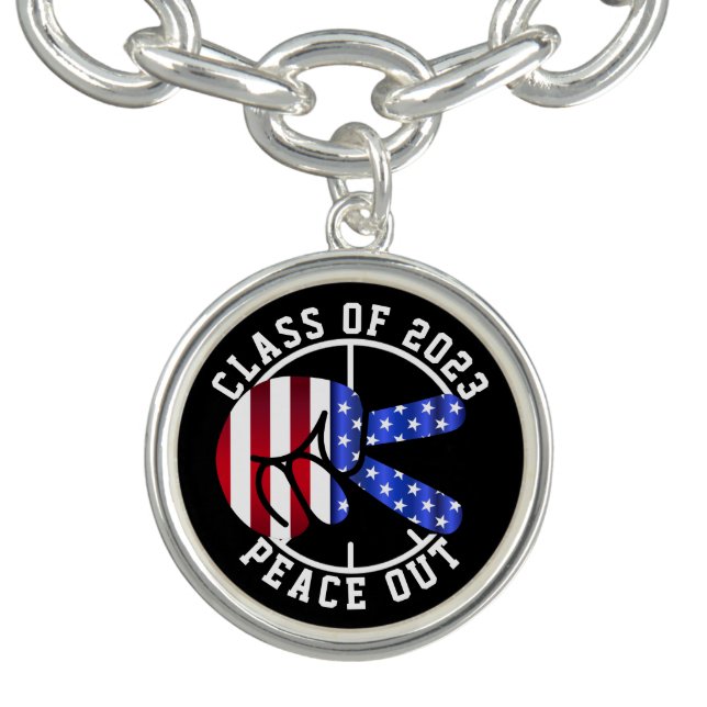 Graduation Class Of 2026 Peace Out Graduate Black Bracelet (Design)