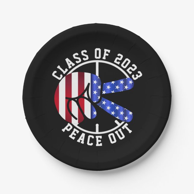 Graduation Class Of 2026 Peace Out Party Supplies  Paper Plates (Front)