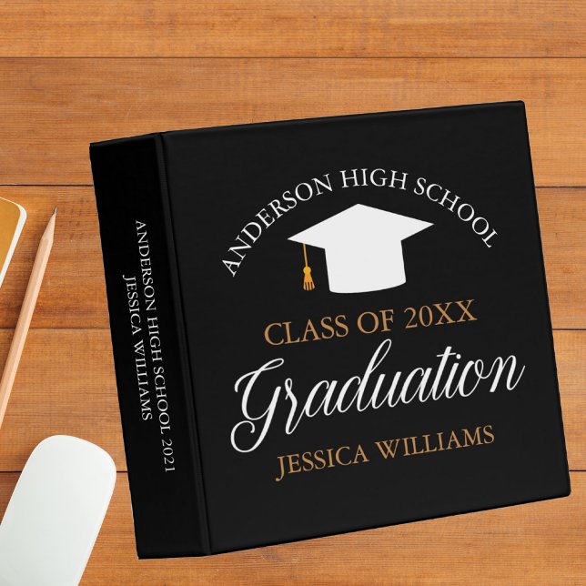 Graduation Class of 2026 Senior Black Photo Album 3 Ring Binder (Creator Uploaded)