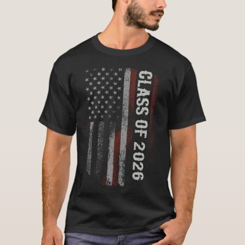 Graduation Class Of 2026 Senior Usa American Flag T_Shirt