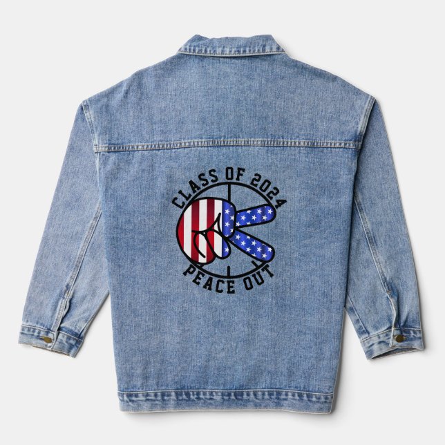 Graduation Class Of 2026 USA Flag Graduate Student Denim Jacket (Back)