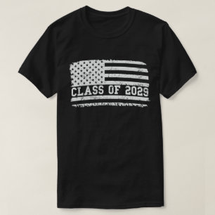 Graduation Class Of 2029 Senior Usa American Flag T-Shirt