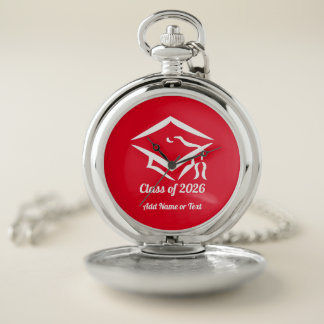 Graduation Class of 202?? REDWHT Custom Year Name Pocket Watch