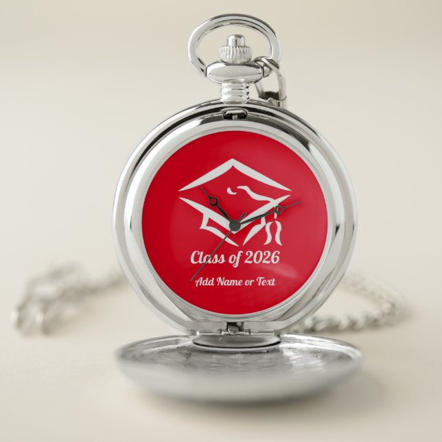 Graduation Class of 202?? REDWHT Custom Year Name Pocket Watch (Inside)