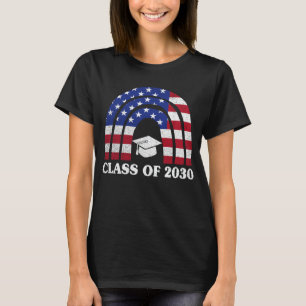 Graduation Class Of 2030 Rainbow American Flag T-Shirt