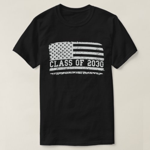 Graduation Class Of 2030 Senior Usa American Flag T_Shirt