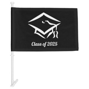 Graduation Class of 20?? BLKWHT Customize Year Car Flag