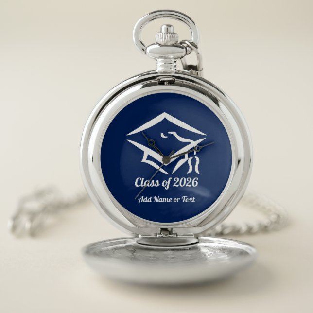 Graduation Class of 20?? BLUCLWHT Custom Year Name Pocket Watch (Inside)