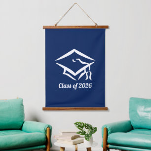 Graduation Class of 20?? BLUCLWHT Customize Year Hanging Tapestry