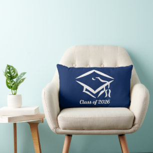Graduation Class of 20?? BLUCLWHT Customize Year Lumbar Pillow
