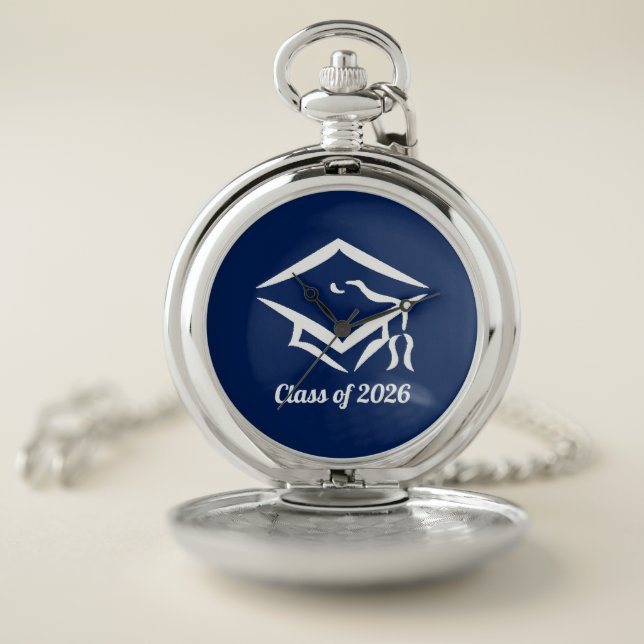 Graduation Class of 20?? BLUCLWHT Customize Year Pocket Watch (Inside)