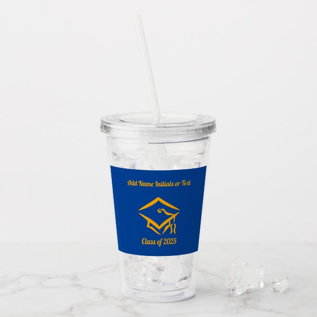 Graduation Class of 20?? BLUGLD Customize Year Acrylic Tumbler (Front Ice)