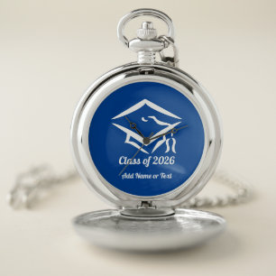 Graduation Class of 20?? BLUWHT Custom Year Name Pocket Watch