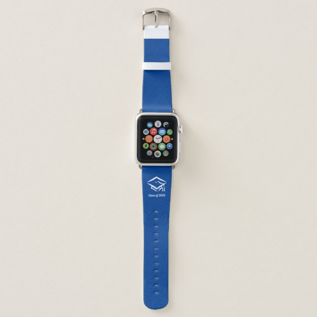 Graduation Class of 20?? BLUWHT Customize Year Apple Watch Band (Front)