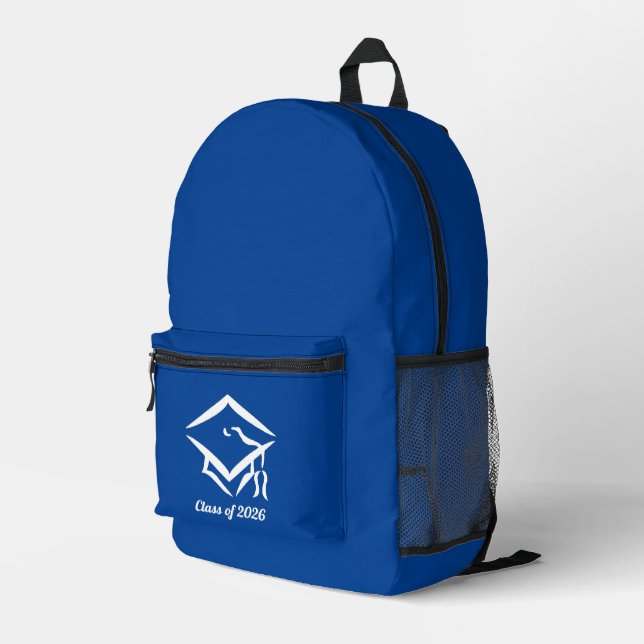 Graduation Class of 20?? BLUWHT Customize Year Printed Backpack (Back Corner Right)