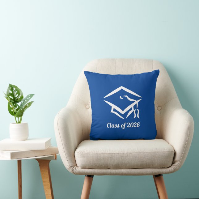 Graduation Class of 20?? BLUWHT Customize Year Throw Pillow (Chair)