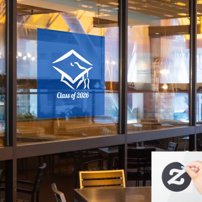 Graduation Class of 20?? BLUWHT Customize Year Window Cling (Restaurant Window)