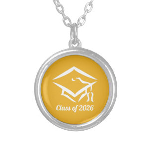 Graduation Class of 20?? GLDWHT Customize Year Silver Plated Necklace