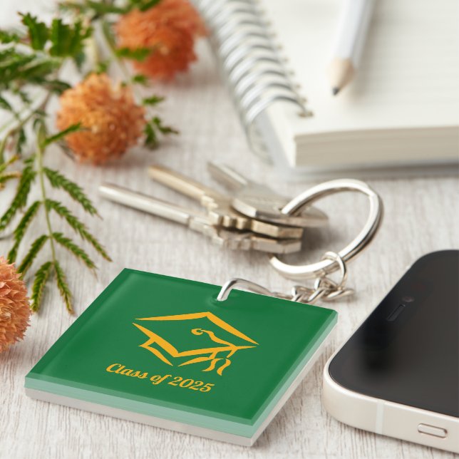 Graduation Class of 20?? GRNGLD Customize Year Keychain (Front Right)