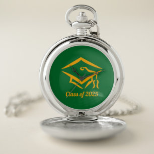 Graduation Class of 20?? GRNGLD Customize Year Pocket Watch