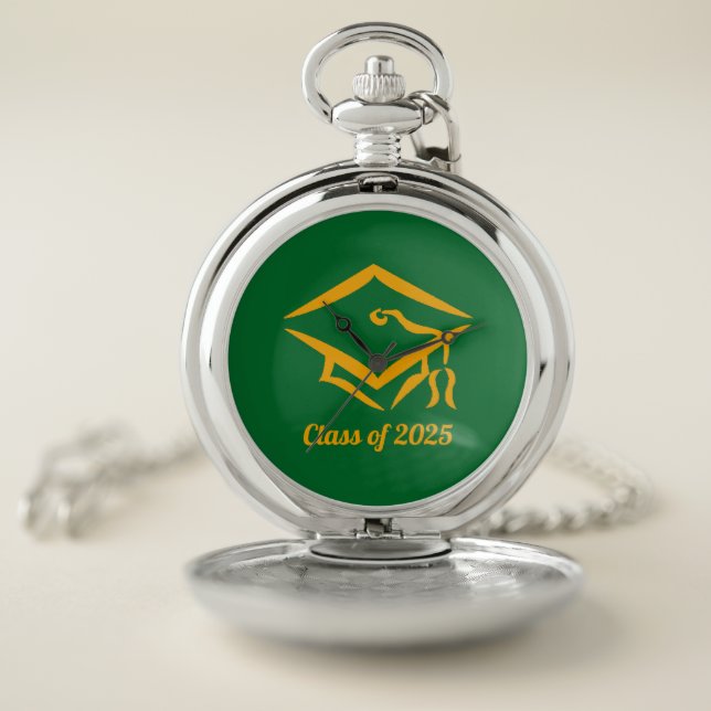 Graduation Class of 20?? GRNGLD Customize Year Pocket Watch (Inside)