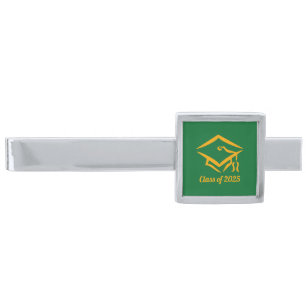 Graduation Class of 20?? GRNGLD Customize Year Silver Finish Tie Bar