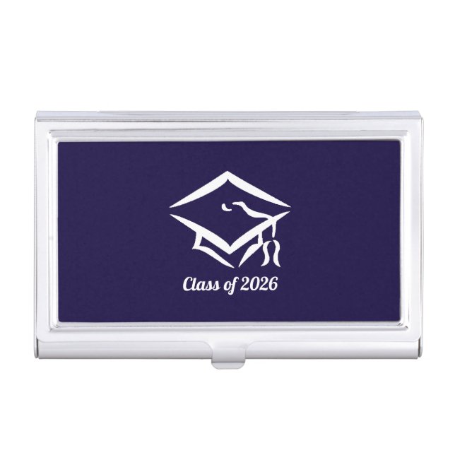Graduation Class of 20?? NVYWHT Customize Year Business Card Case (Front)
