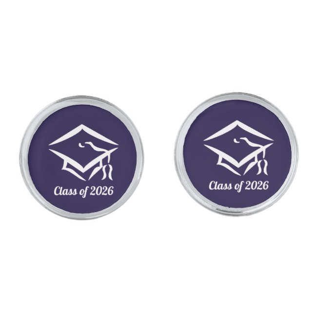 Graduation Class of 20?? NVYWHT Customize Year Cufflinks (Front)