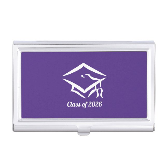 Graduation Class of 20?? PURWHT Customize Year Business Card Case (Front)