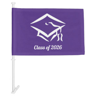 Graduation Class of 20?? PURWHT Customize Year Car Flag