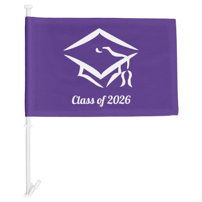 Graduation Class of 20?? PURWHT Customize Year Car Flag (Front)