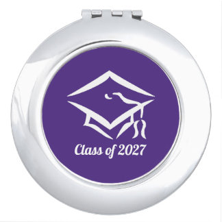 Graduation Class of 20?? PURWHT Customize Year Compact Mirror