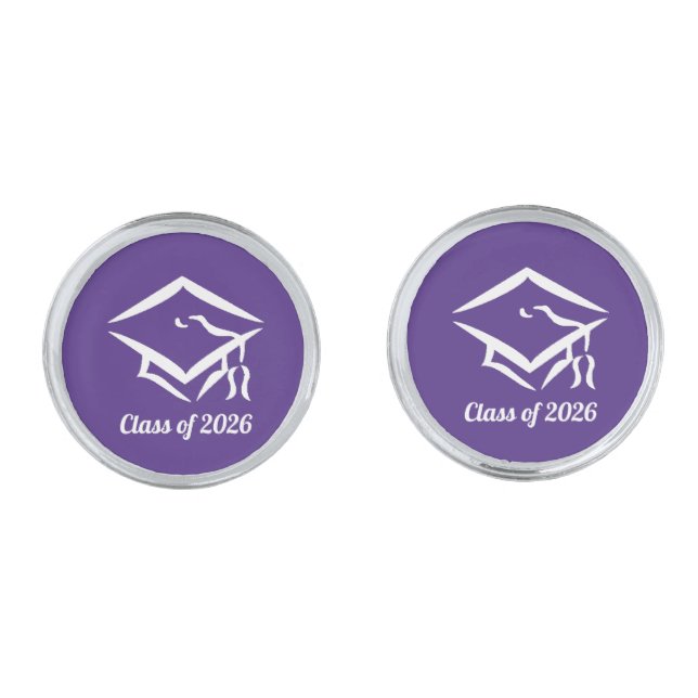 Graduation Class of 20?? PURWHT Customize Year Cufflinks (Front)