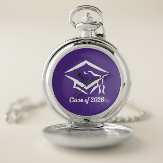 Graduation Class of 20?? PURWHT Customize Year Pocket Watch
