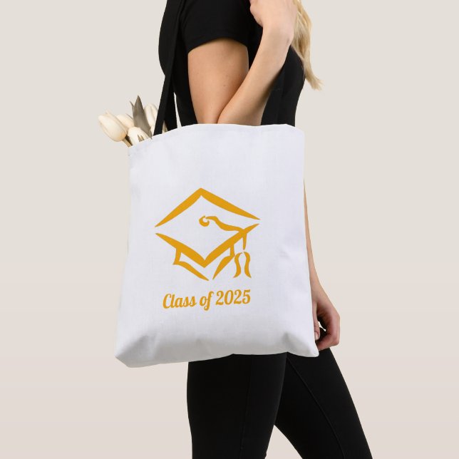 Graduation Class of 20?? WHTGLD Customize Year Tote Bag (Close Up)