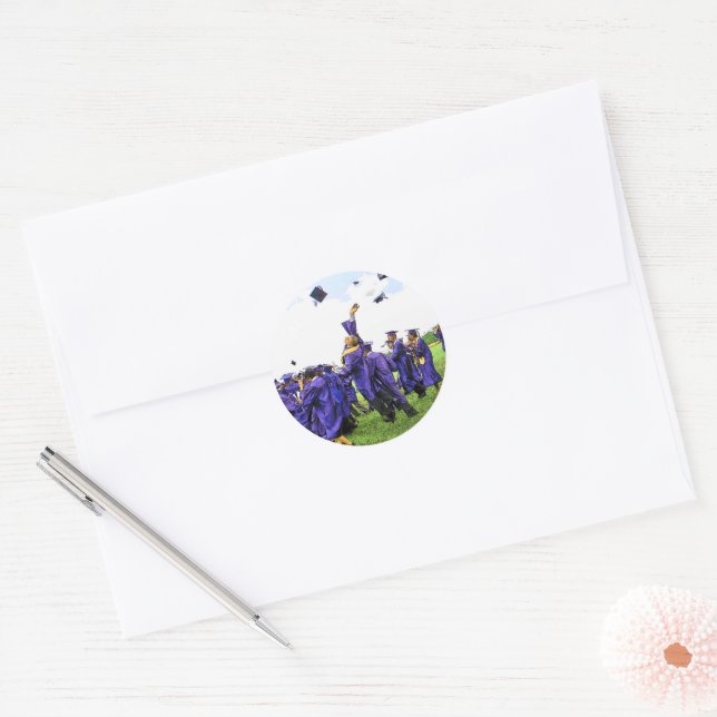 Graduation Class of 20XX African American Photo Classic Round Sticker (Envelope)