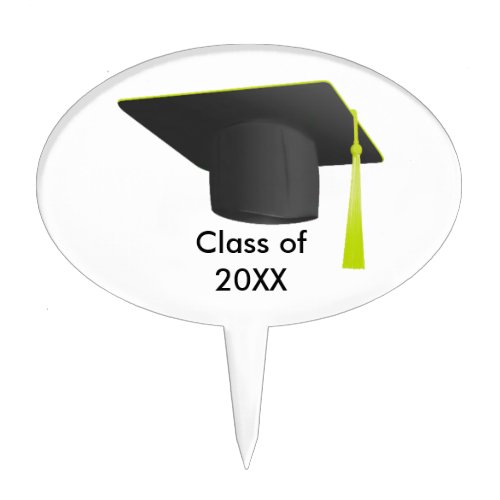 Graduation Class of 20XX Black Cap Oval Cake Pick