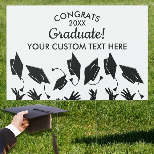 Graduation Class of 20XX Congrats Grad Cap Custom Yard Sign