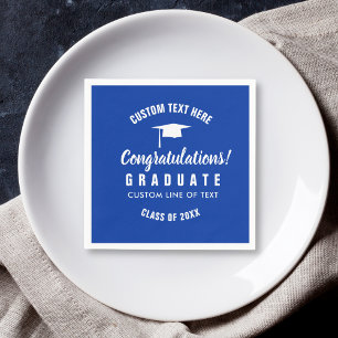 Graduation Class of 20XX Congrats Grad Royal Blue Napkins