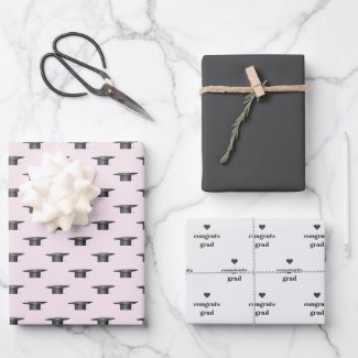 Graduation Class of 20XX Cute Chic Pink and Black Wrapping Paper Sheets