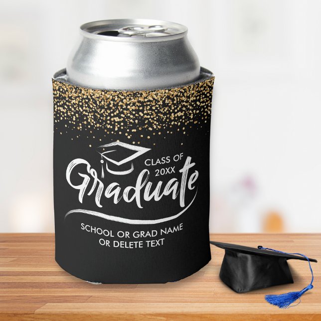 Graduation Class of 20XX Gold Glitter Custom Can Cooler (Creator Uploaded)