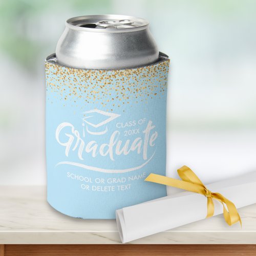 Graduation Class of 20XX Gold Glitter Custom Can Cooler