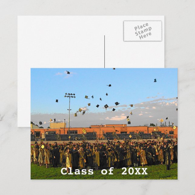 Graduation Class of 20XX on Field Postcard (Front/Back)