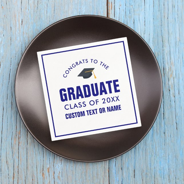 Graduation Class of 20XX Your School Color Blue Napkins (Creator Uploaded)