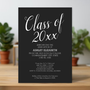 Graduation - Class of Black White Mod Party Invitation