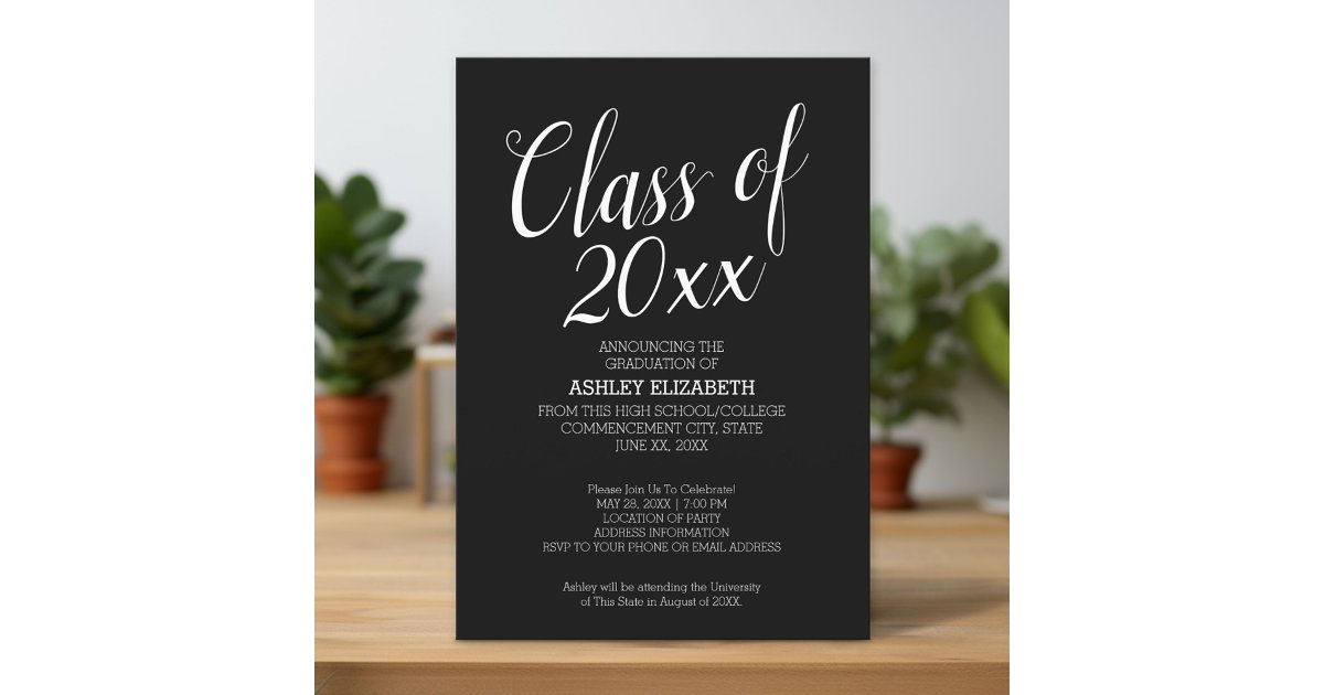 Graduation - Class of Black White Mod Party Invitation | Zazzle