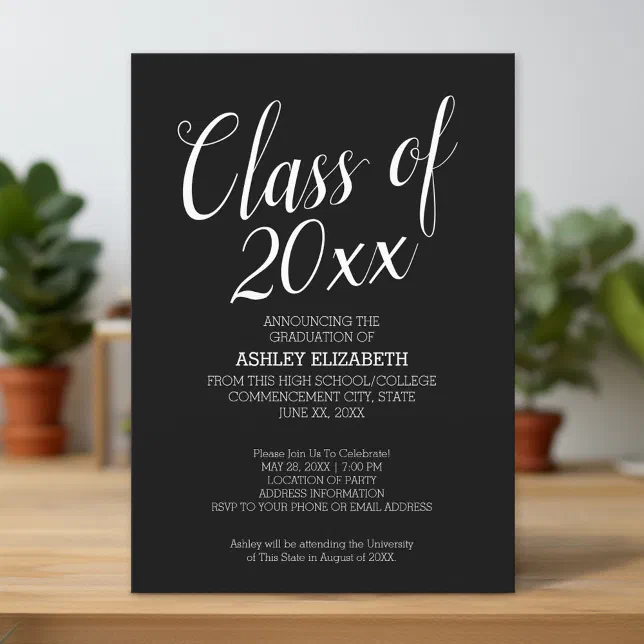 Graduation - Class of Black White Mod Party Invitation | Zazzle